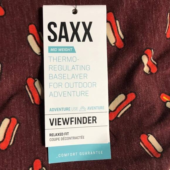 Saxx Viewfinder Half Zip Top Men's Size Medium Long Sleeve Red Hot Diggity NWT - Picture 6 of 8